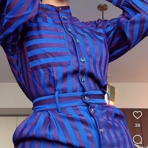 Chic Blue and Purple Striped Dress